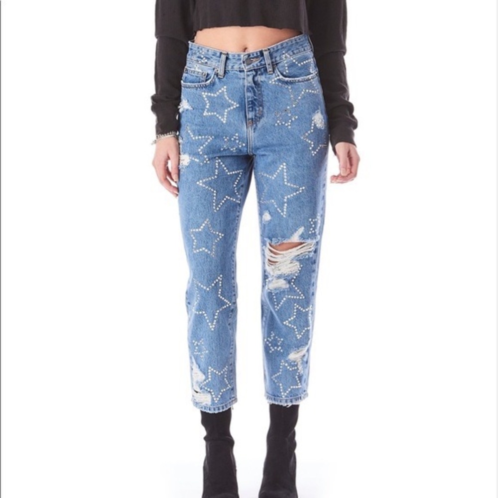 LF 2020 star rhinestone jeans